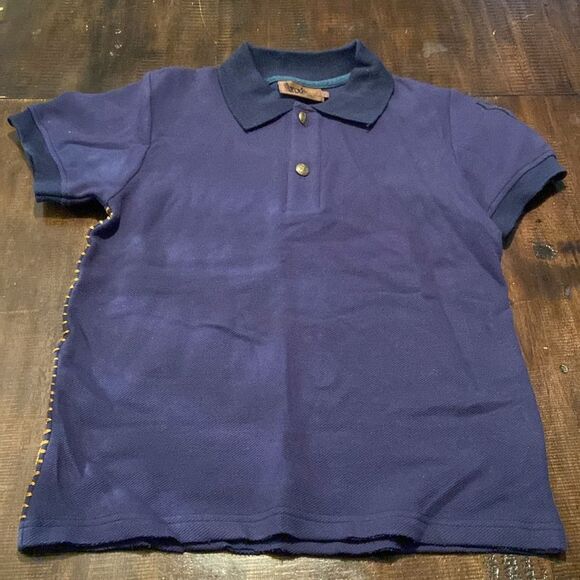 Kids Navy Blue Graphic Polo Shirt - Picture 5 of 7